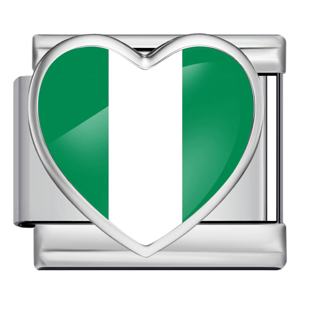 Wholesale Heart-Shaped Flag Pattern Stainless Steel Bracelet Strap Chain Fashion Accessory Gift