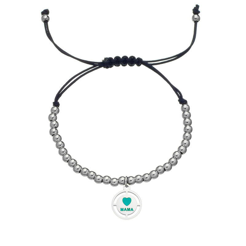 Wholesale Mother's Day Stainless Steel Round Plate Letter 4mm Braided Bracelet