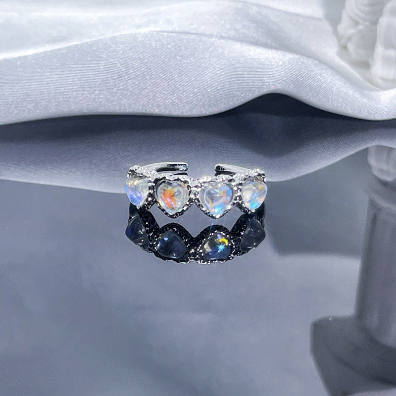 Wholesale Personalized texture Moonstone open ring