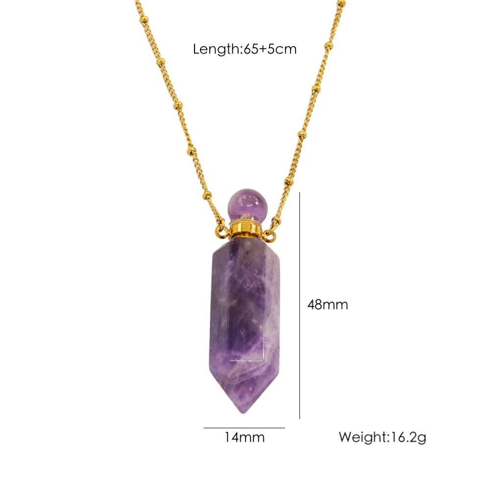 Wholesale Light Luxury Natural Stone Aroma Bottle Pendant Stainless Steel Necklace