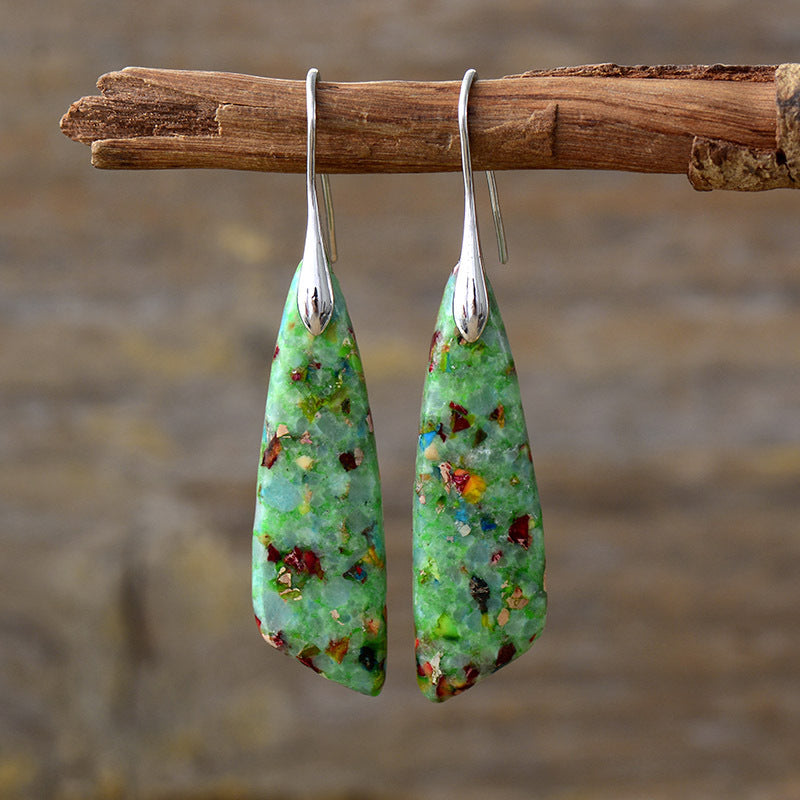 Wholesale bohemian natural stone pendant earrings
