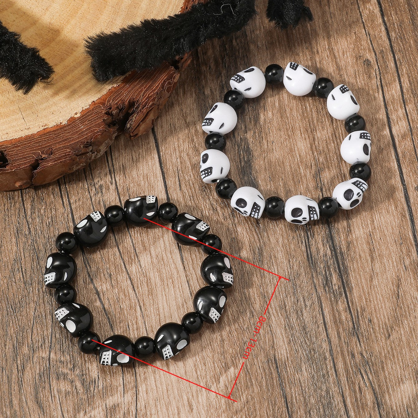 Wholesale Halloween Handmade Skull Beaded Elastic Bracelet ACC-BT-JunJie016