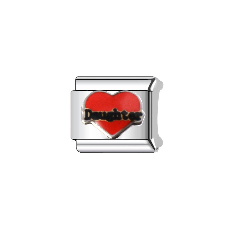 Wholesale Italian Charm Bracelet 9mm DIY Splicing Heart  Stainless Steel Composable Bracelet