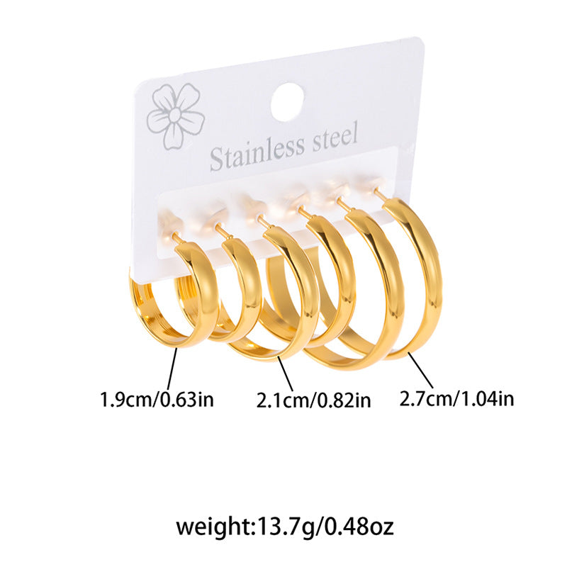 Wholesale Minimalist Gold-Plated Stainless Steel Hoop Earrings,  Trendy Jewelry Accessory