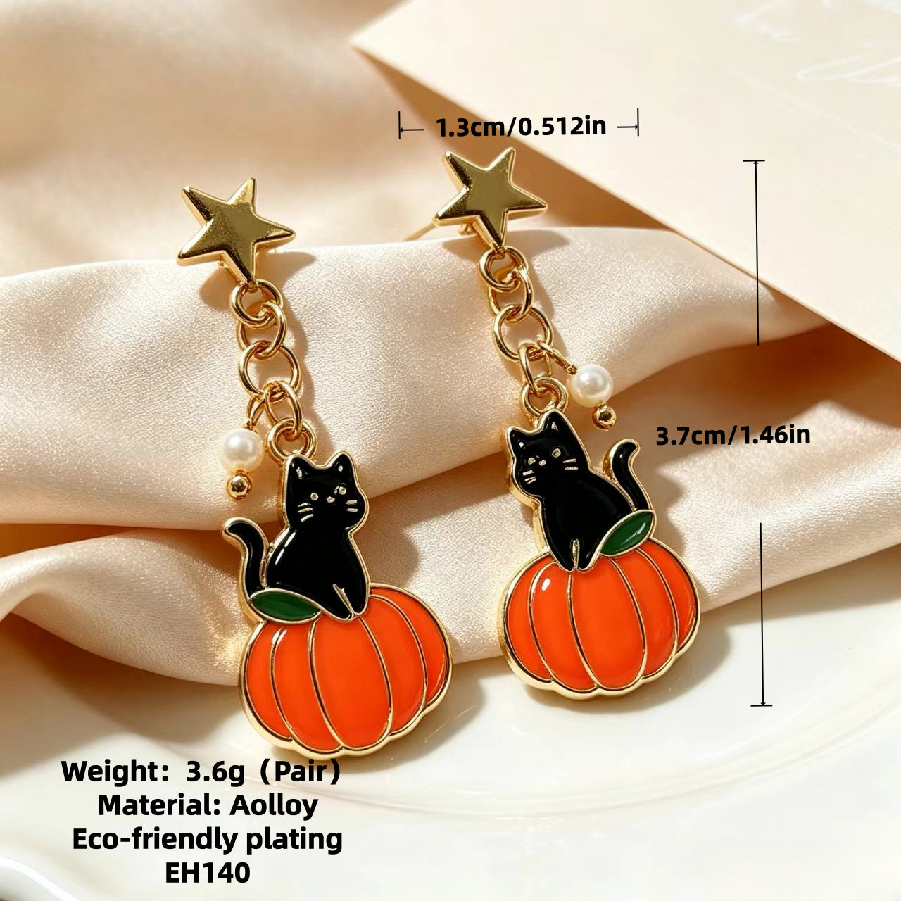 Wholesale Trendy  Pumpkin Cat Earrings Alloy Jewelry Accessory for Parties