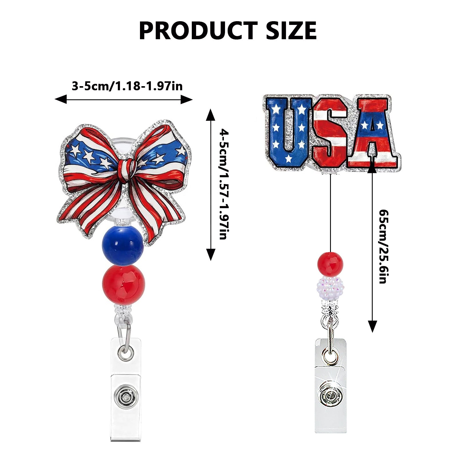 Wholesale Acrylic Retractable Badge Reel USA Bow Design Party Favor DIY Accessory