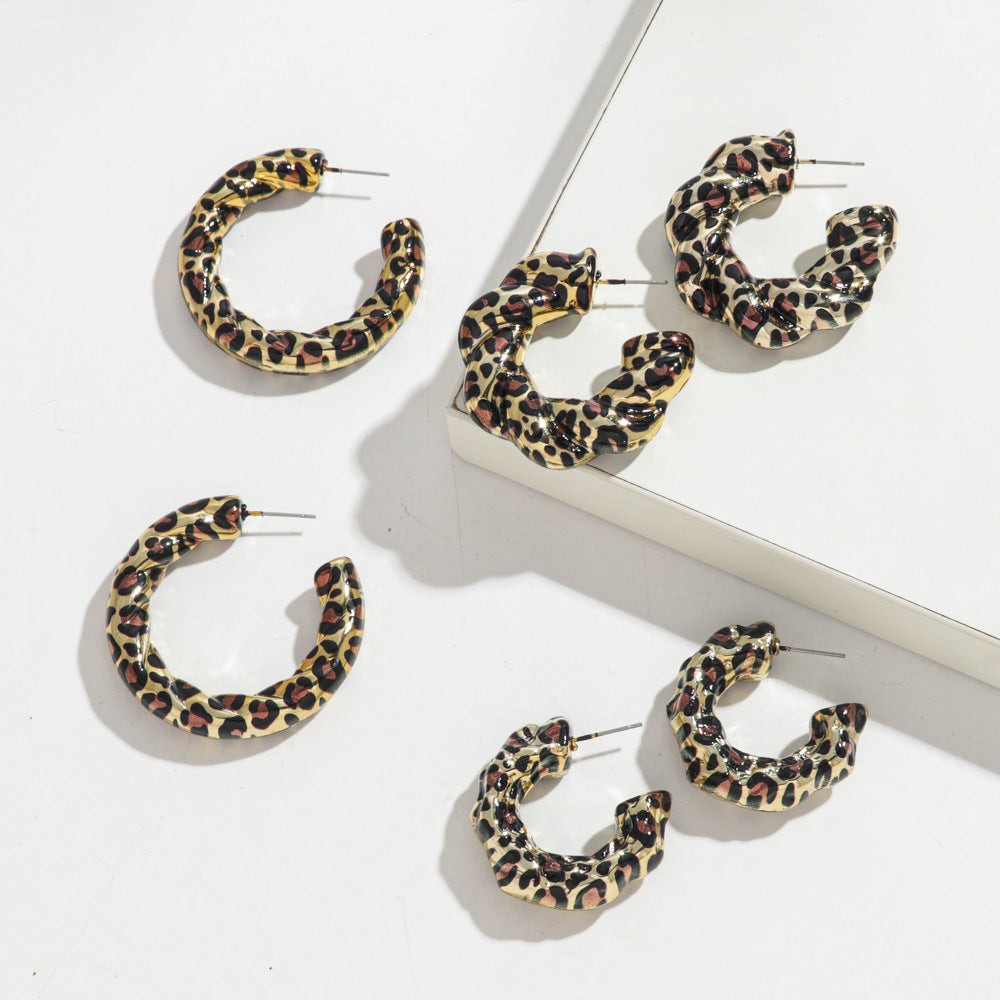 Wholesale Leopard-print C- ring Earrings