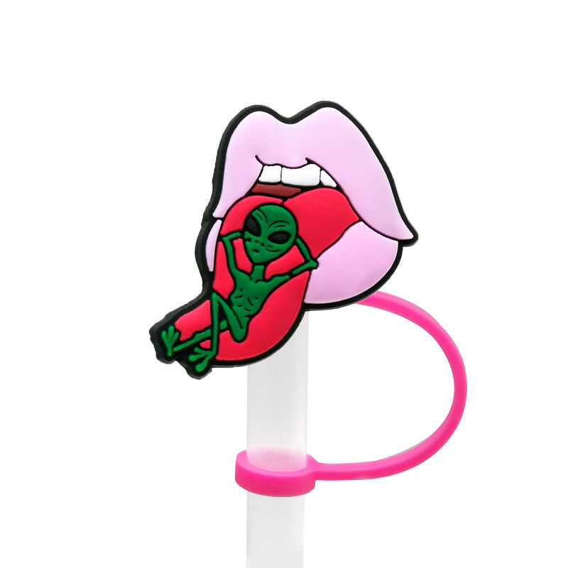 Wholesale 10PCS 7-8mm Space Transportation Vehicles with Silicone Straw Tube Cap Straw Decorations