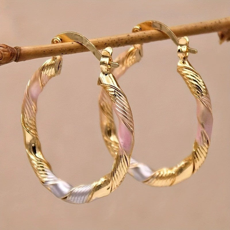 Wholesale Trendy Geometric Circle Hoop Earrings Gold Zinc Alloy Everyday Jewelry Accessory For Gift And Resale