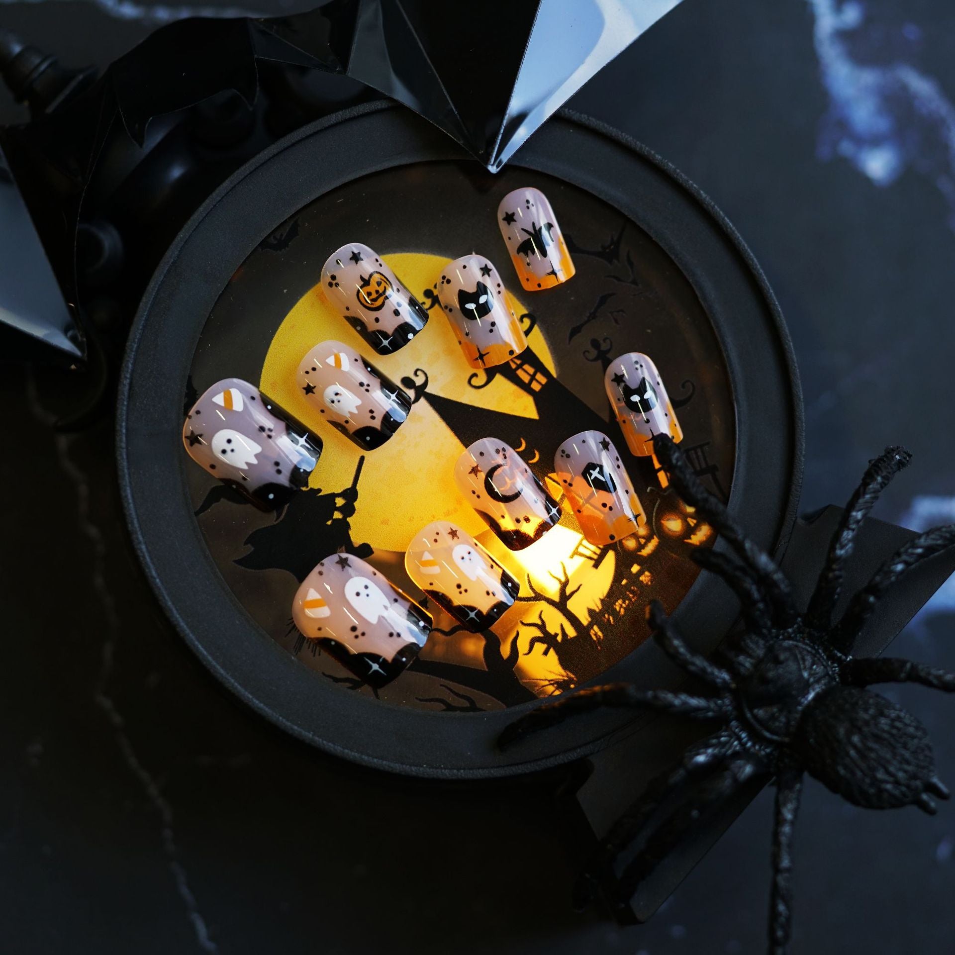 Wholesale 24 Pieces/ box  Ghost Pumpkin Nails Kits Nail Stickers