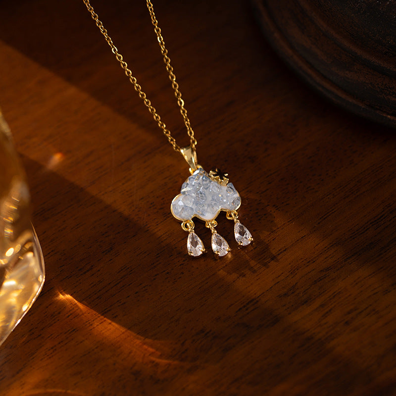 Wholesale Blue Cloud Tassel Zircon Necklace Fashion Accessory Gift