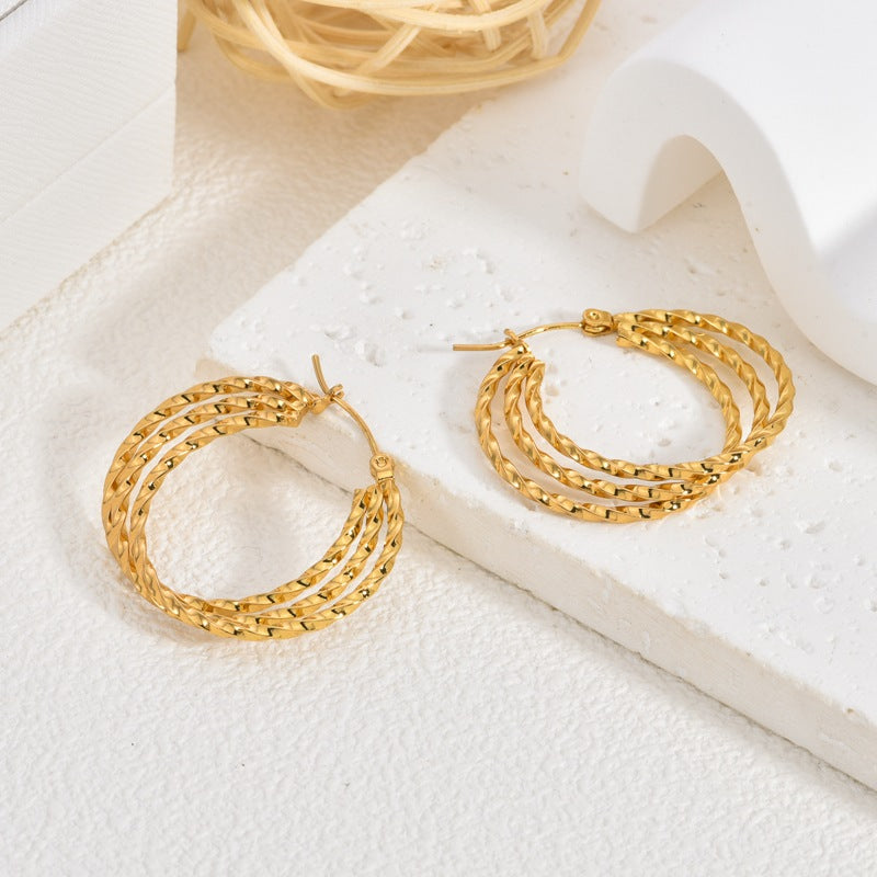 Wholesale 2PCS Stainless steel twisted line earrings