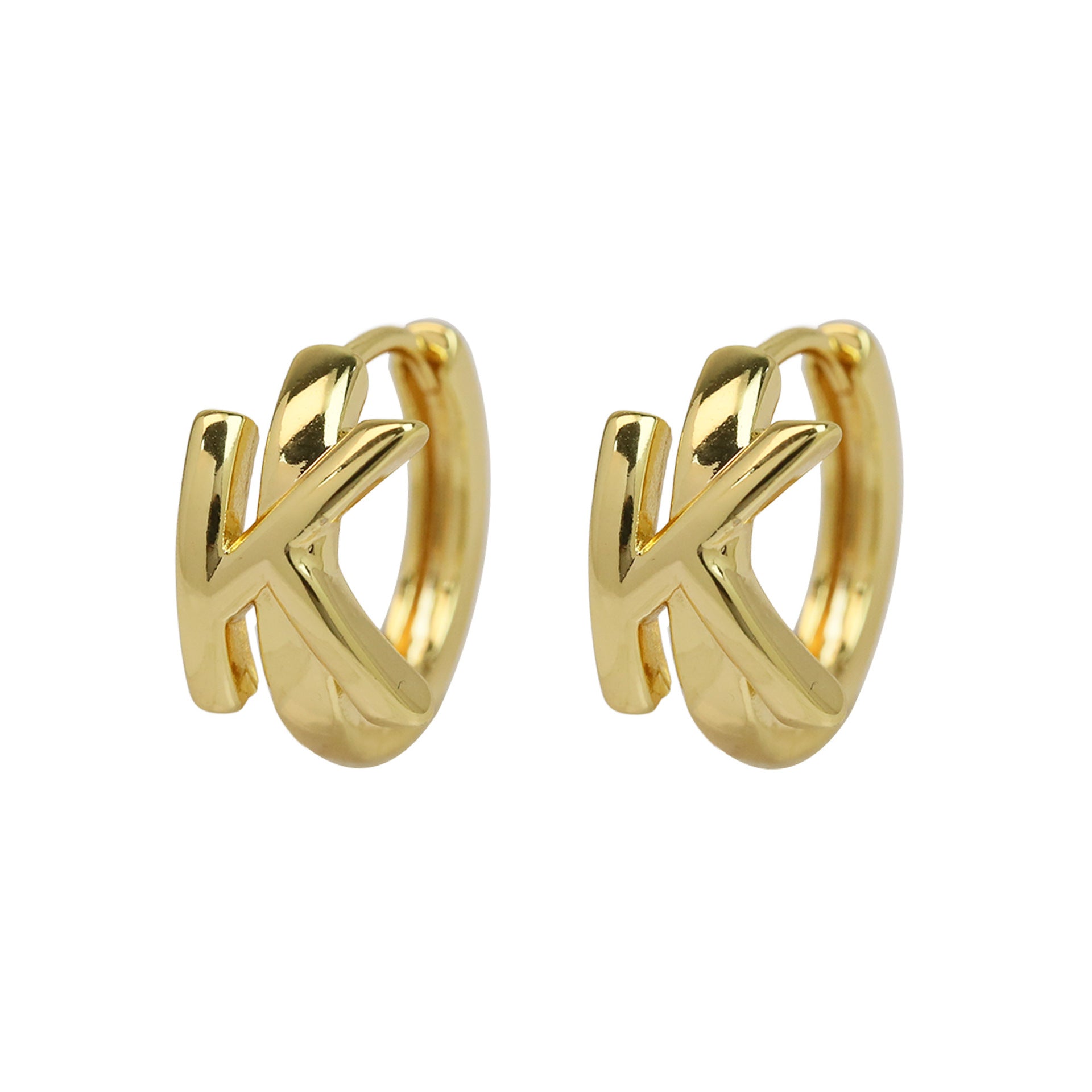 Wholesale 18k gold high-polished brass simple style 26 English letters earrings