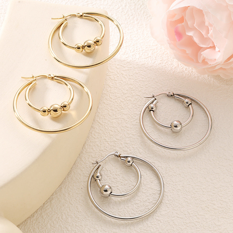 Wholesale Double-layer circular flow bead earrings