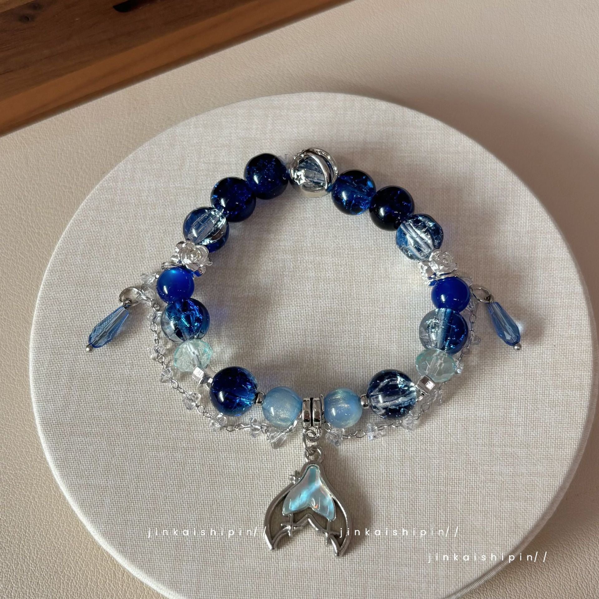 Wholesale Blue Fish Tail Beaded Tassel Bracelet