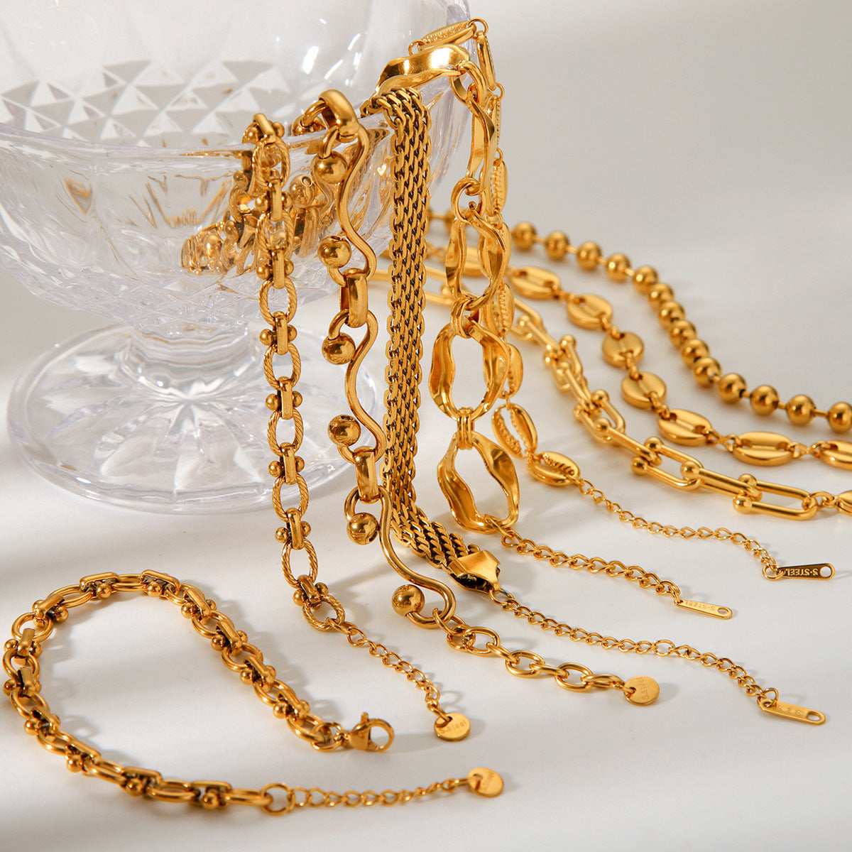 Wholesale  18K Bracelet Stainless Steel Twist Chain Bracelet Cuban Chain