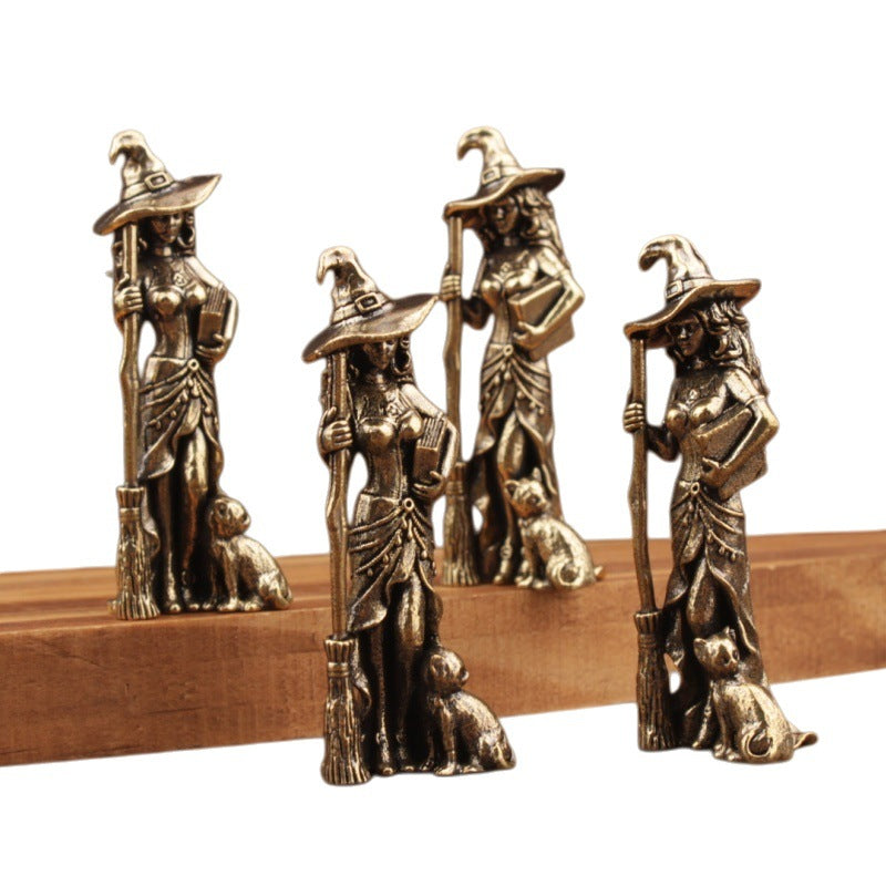 Wholesale Brass Moon Broom Witch Ornament American Style Decorative Resale
