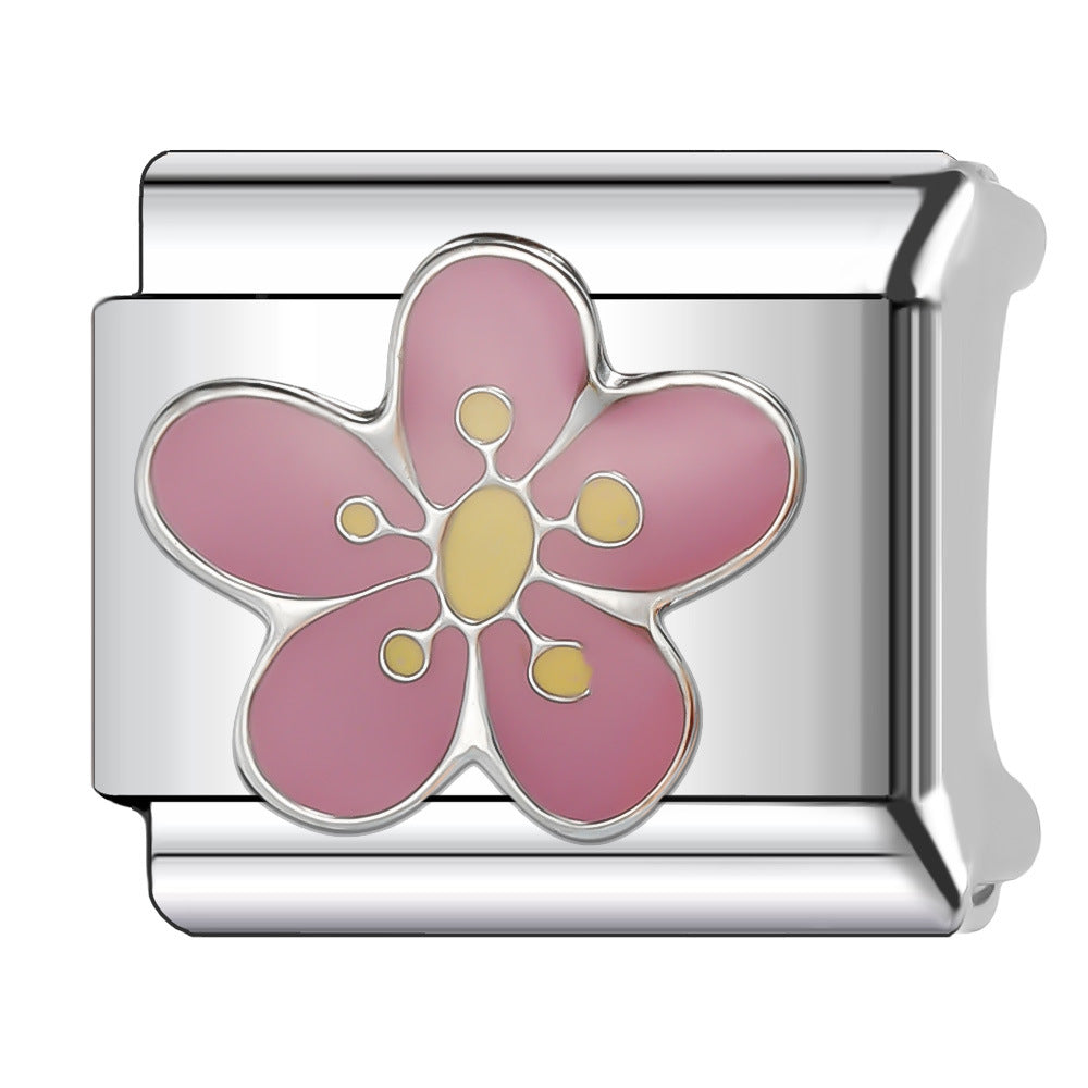 Wholesale Italian Charm Bracelet 9mm DIY Splicing Flower Series Stainless Steel Composable Bracelet