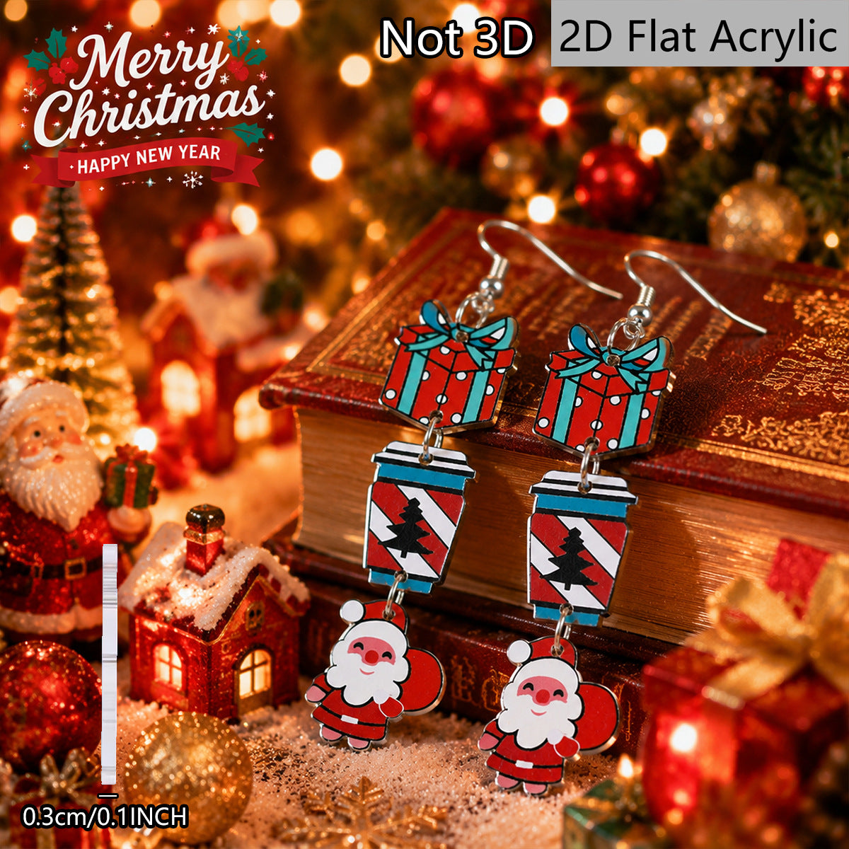 Wholesale Christmas Santa Snowman Tree Acrylic Earrings Cartoon Party Jewelry Fashion Accessory