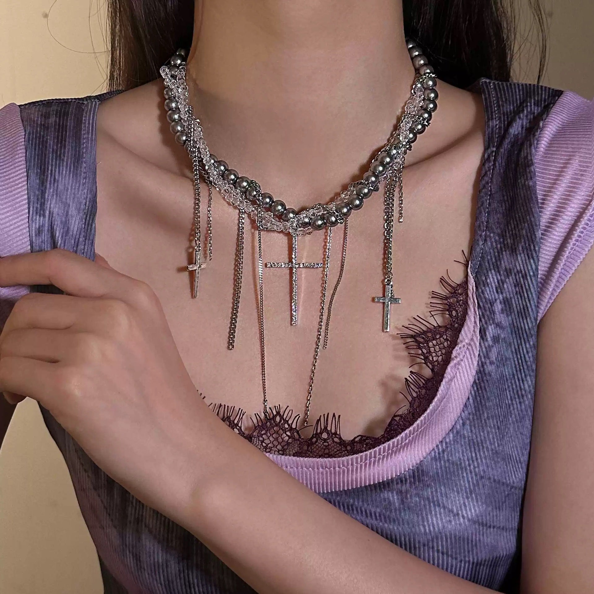 Wholesale Beaded Necklace Cross Winding  Necklace