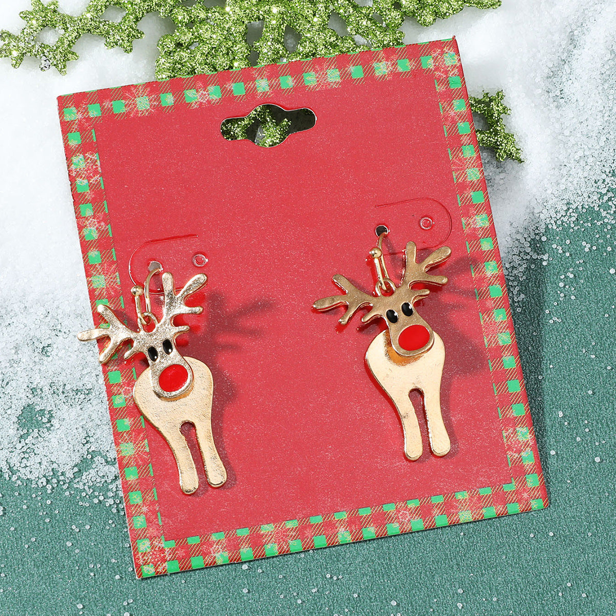 Wholesale Christmas Cute Alloy Oil Dripping Elk Snowflake Earrings ACC-ES-MY036