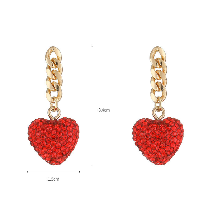 Wholesale Valentine's Day Red love diamond necklace combination suit