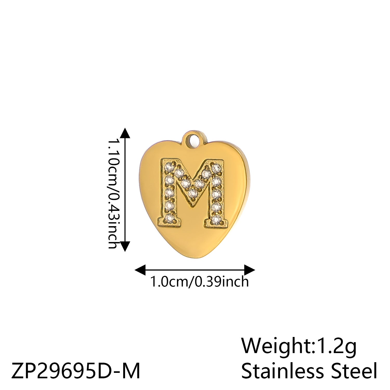 Wholesale Zirconium Love 26 Letter Stainless Steel Pendant