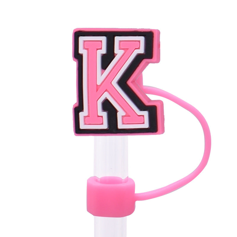 Wholesale Random 100pcs Pink letter cartoon Straw Cover Straw Tube Cap