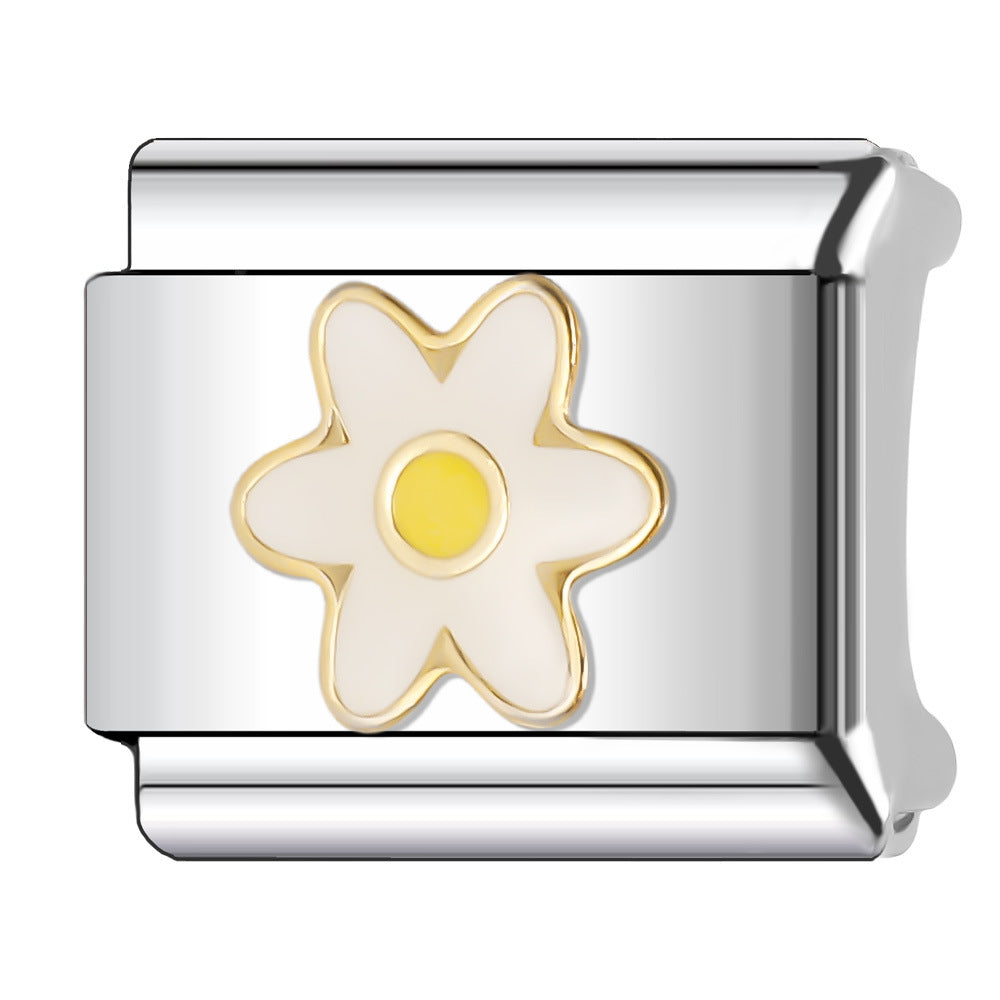 Wholesale Italian Charm Bracelet 9mm DIY Splicing Plant and Flower Series Stainless Steel Composable Bracelet