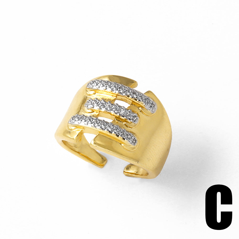 Wholesale two-color love gold-plated irregular open ring