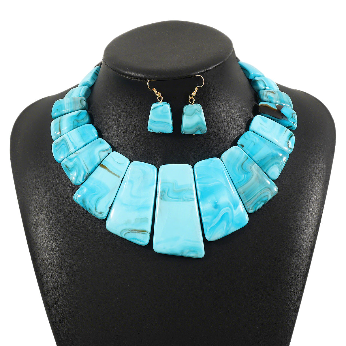 Wholesale retro ethnic style exaggerated resin clavicle  earrings Necklace