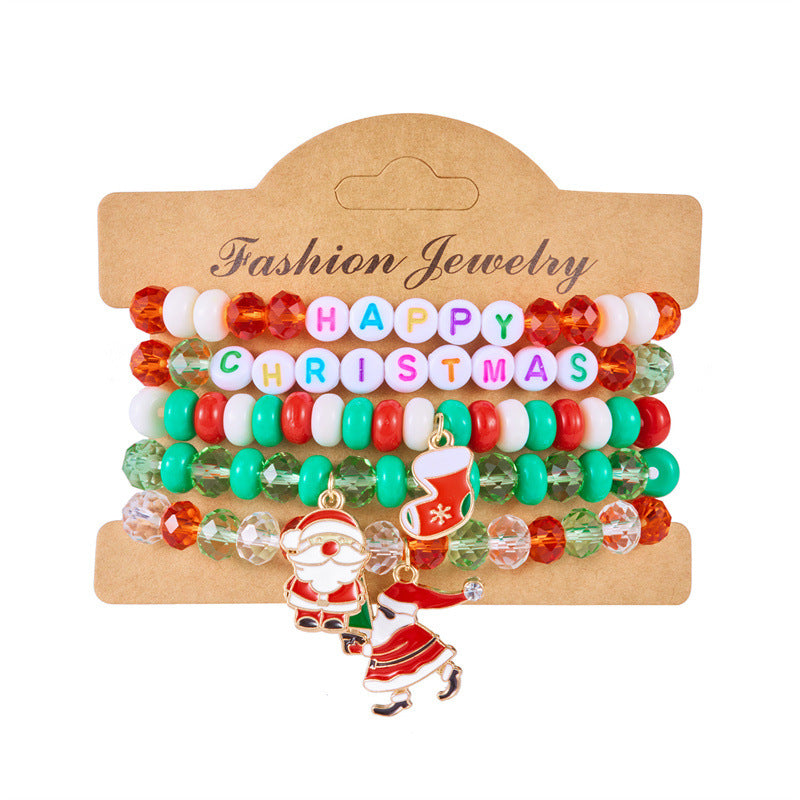 Wholesale  Snowflake Bell Colorful Beaded Bracelet