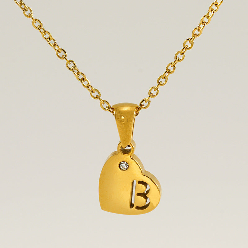 Wholesale Diamond Heart Letter Necklace ACC-NE-ZhongYao005
