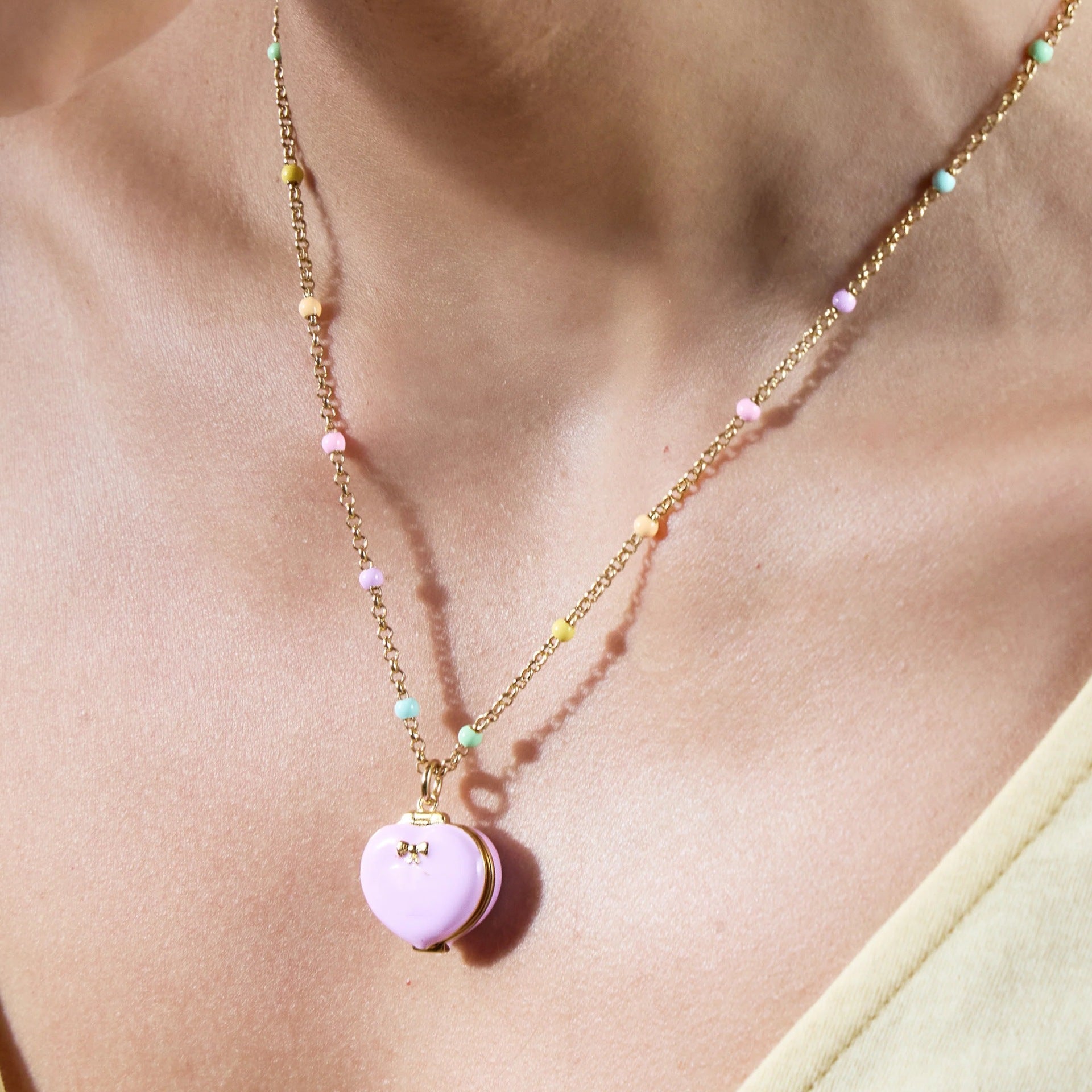 Wholesale Fashion Heart Locket Necklace For Women Copper Pink Gold Plated Cute Star Pendant Jewelry Gift