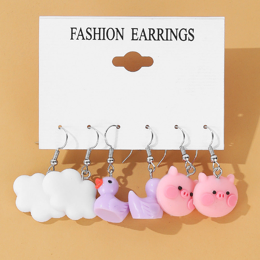 Wholesale 5pcs/set color acrylic earrings  white cloud flower earrings
