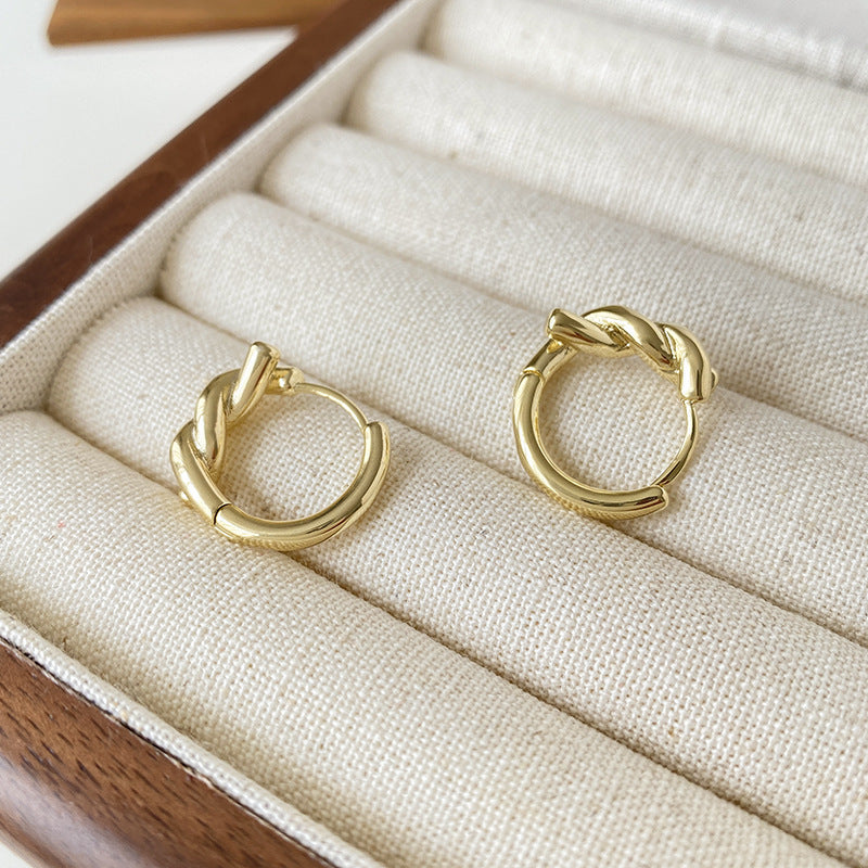 Wholesale Metal Electroplated Minimalist Knot Earrings Boutique Resale Jewelry Accessory