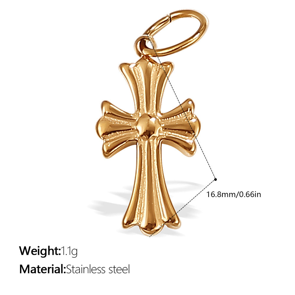 Wholesale Irregular Cross-Shaped DIY Stainless Steel Pendant Full Diamond Jewelry Accessories Necklace Zircon Diamond Inlaid