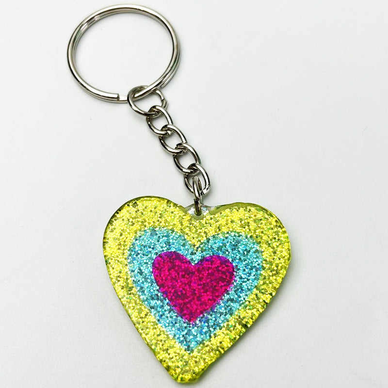 Wholesale 2pcs Love Tape Recorder Fluorescent Glitter Acrylic Keychain Creative Keychain ACC-KC-HY029