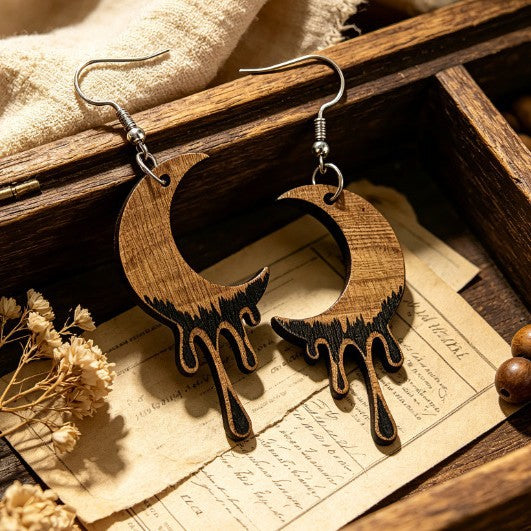 Wholesale Retro Bohemian Wooden Crescent Earrings Trendy Fashion Accessory Gift For Party