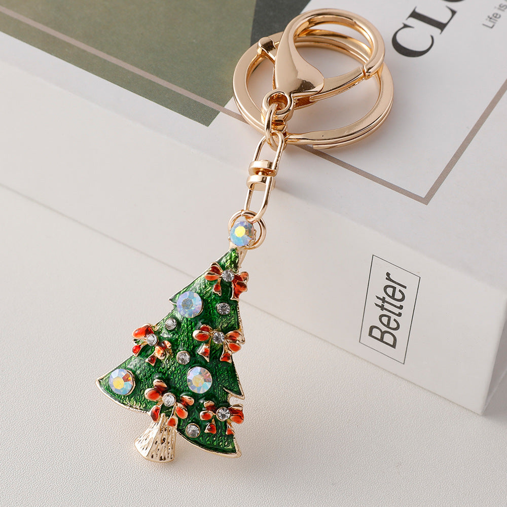 Wholesale Christmas series  cute Christmas tree dripping metal keychain