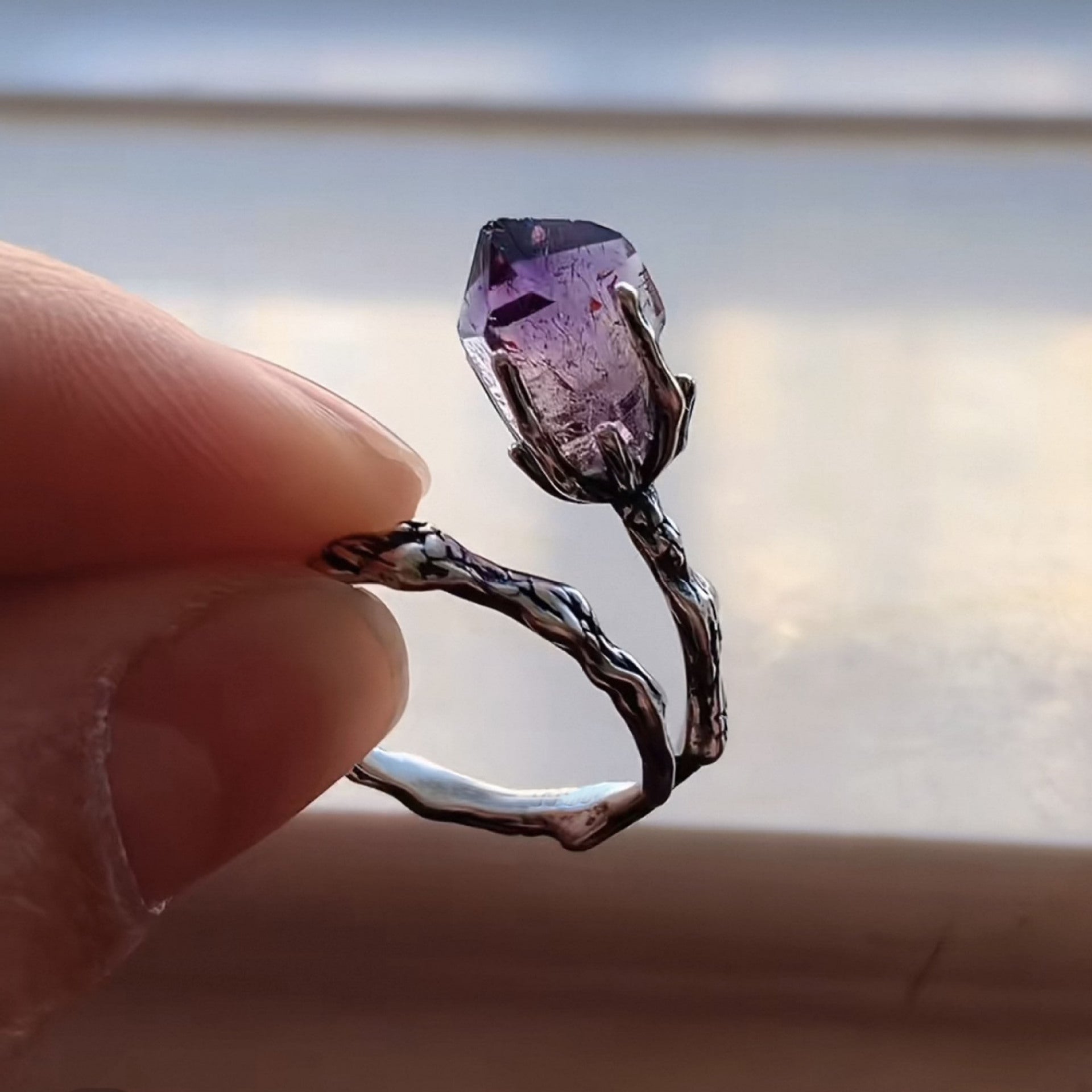 Wholesale amethyst diamond unique ring