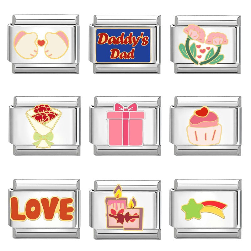 Wholesale  Italian Beaded Bracelet 9mm DIY Splicing Removable Father's Day Creative Stainless Steel Combinable Bracelet