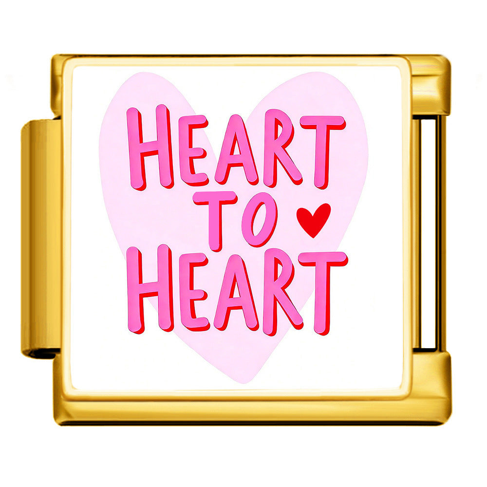 Wholesale Titanium Steel Love Series Square Pattern Modular Bracelet For Valentine S Day Gifts