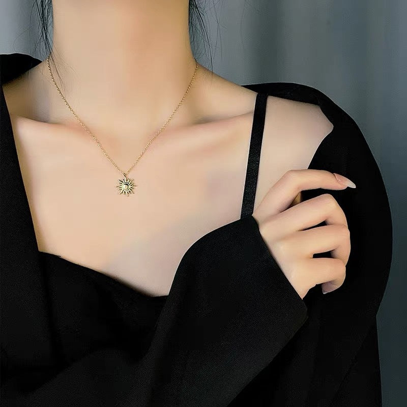 Wholesale Titanium Steel Sunflower Necklaces ACC-NE-XinL002