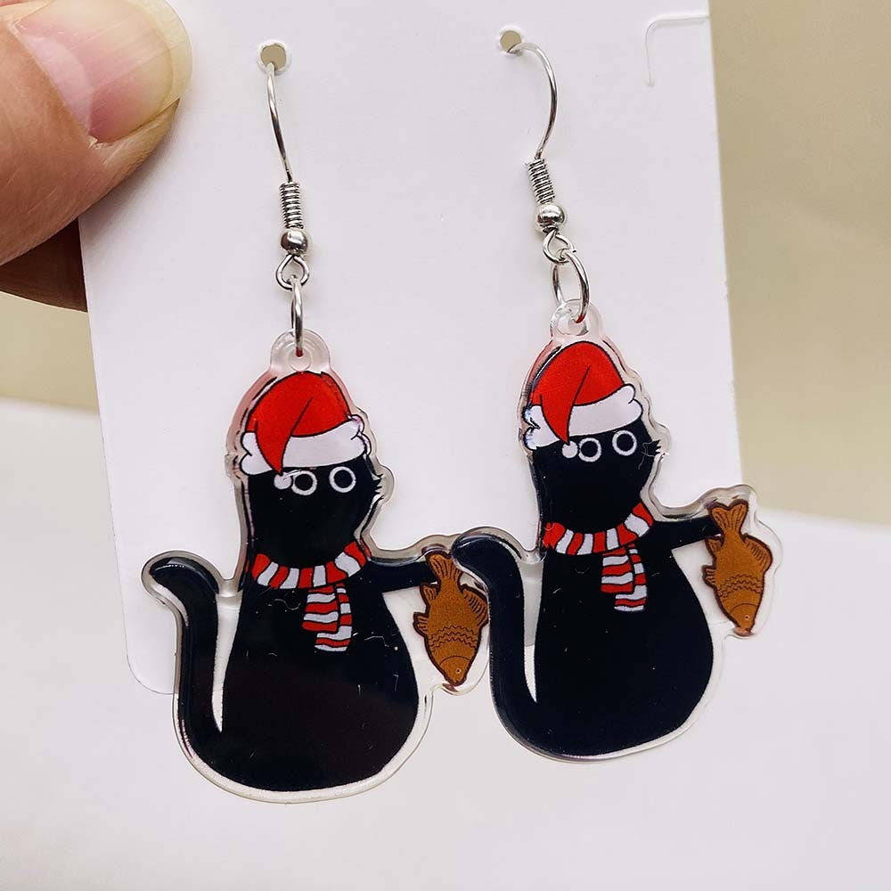 Wholesale Christmas Acrylic Colorful Elk Earrings