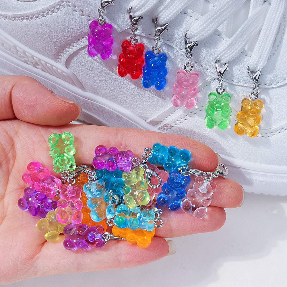Wholesale 10pcs/pack Candy Color Bear Pendant DIY Universal Buckle Pendant Necklace Bracelet Keychain Shoe Bag Accessories Pendant Accessories