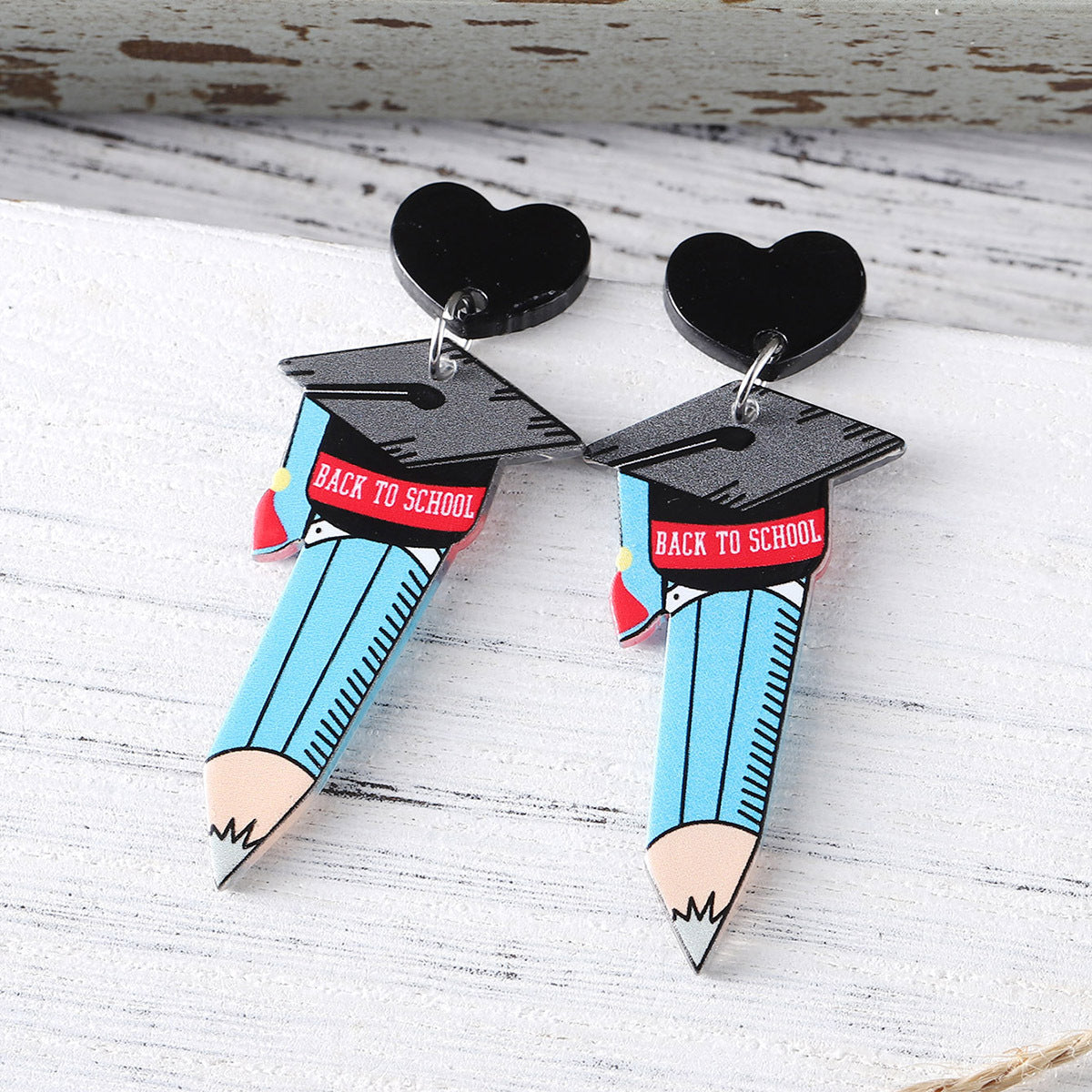 Wholesale  Bachelor's Hat Book Love Stitching Pendant Earrings