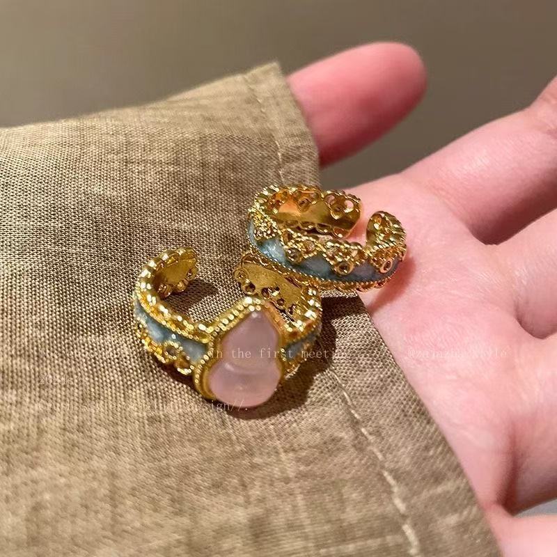 Wholesale Chinese Style Lace Gourd Shaped Ring,  Adjustable Zinc Alloy Fashion Accessory for Boutique Resale