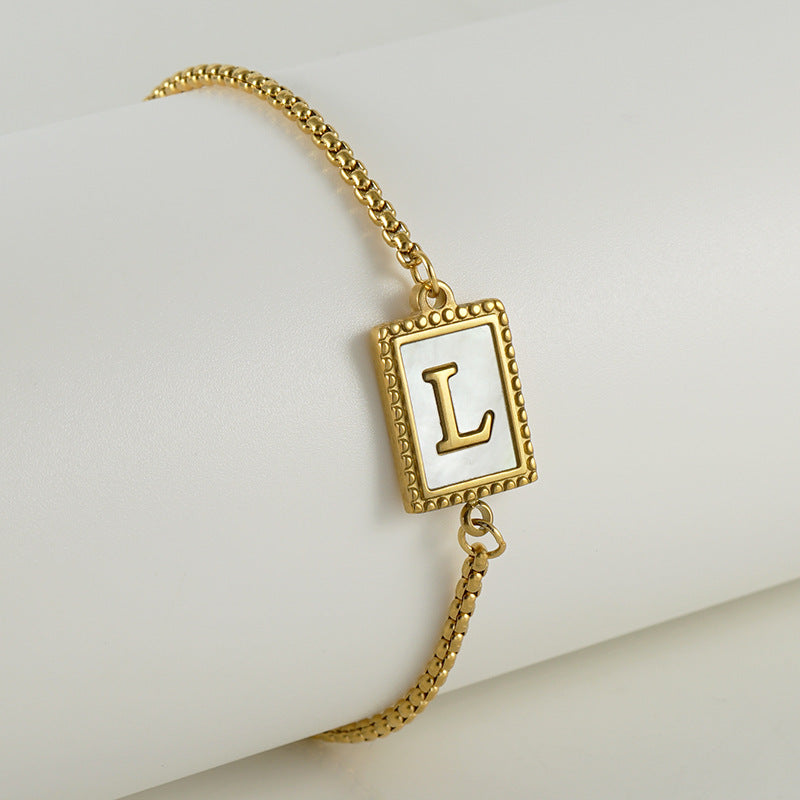 Wholesale Shell Titanium Steel Letter Bracelet ACC-BT-Zhongy007