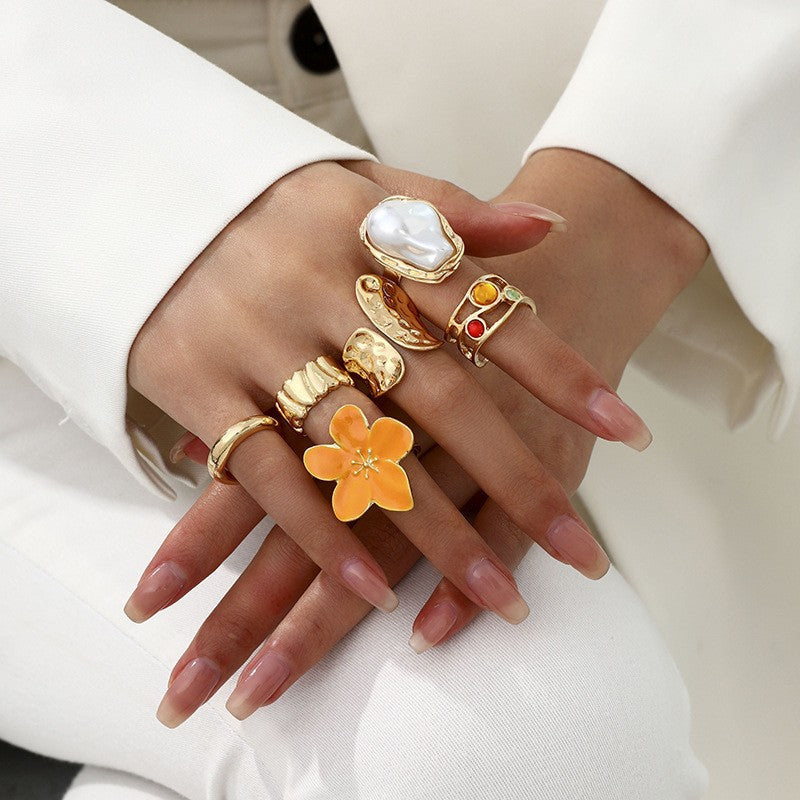 Wholesale  liquid lava flower open ring